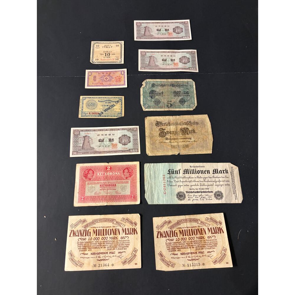 Vintage foreign paper currency lot